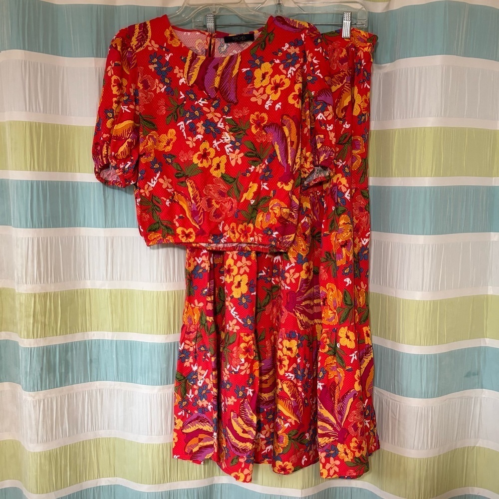 Rachel Roy Floral Skirt Set (2 pieces) Pink and Orange Sz Med - Picture 7 of 7